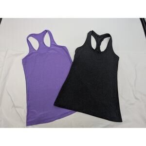 Bundle!  Two Lululemon Racer Back Tanks *6* Purple & Gray Tags Removed Yoga Hike